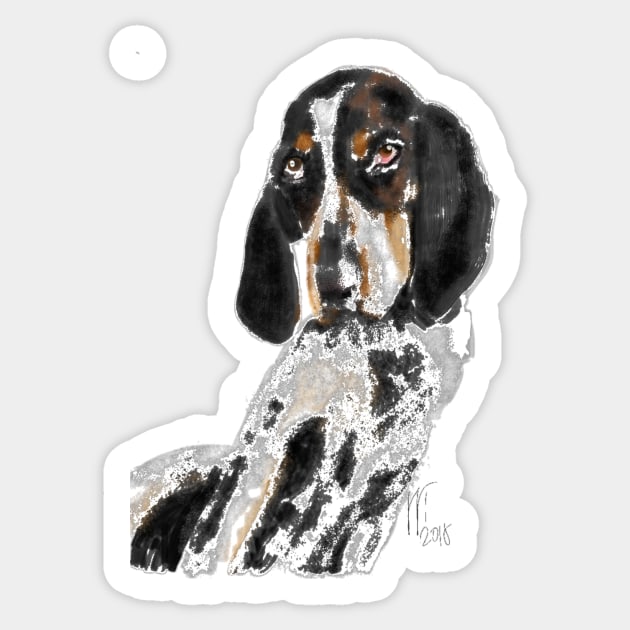 Relaxing Dog With Long Ears Sticker by LITDigitalArt